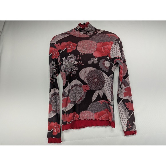 Weston Wear Mesh Floral Mock Neck Long Sleeve Top Size M - Picture 2 of 8